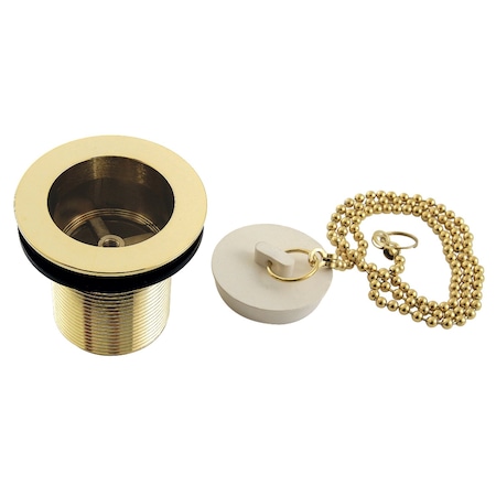 Kingston Brass 112 Chain and Stopper Tub Drain with 2 Body Thread, Polished Brass DSP20PB